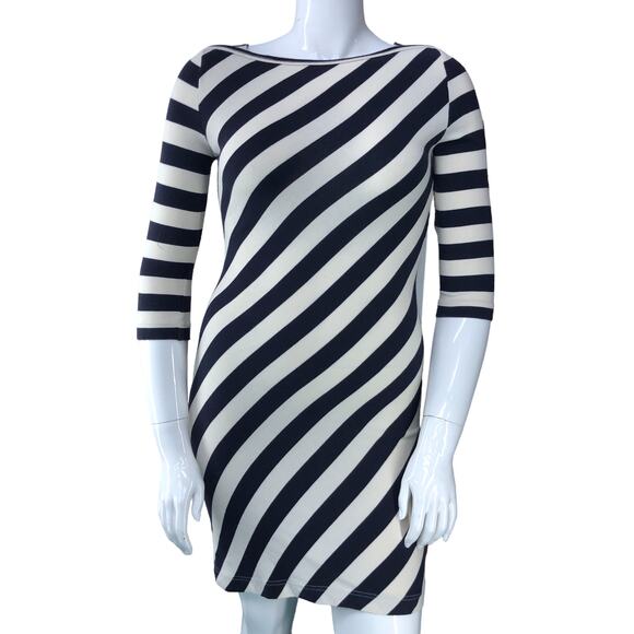 Tory Burch Womens Size M Noisetta Diagonal Stripe Stretch Dress Round Neck - Picture 12 of 16